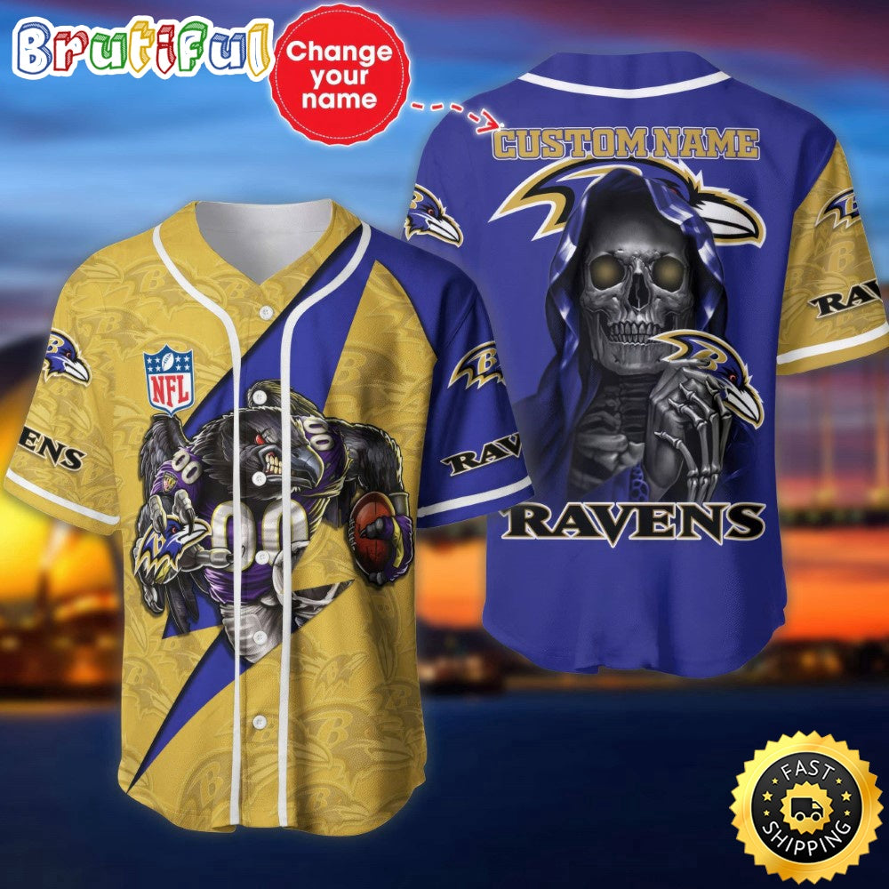 Custom Name NFL Baltimore Ravens Baseball Jersey The Reaper Shirts