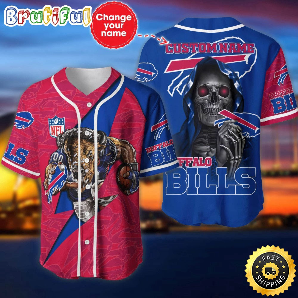 Custom Name NFL Buffalo Bills Baseball Jersey The Reaper Shirts