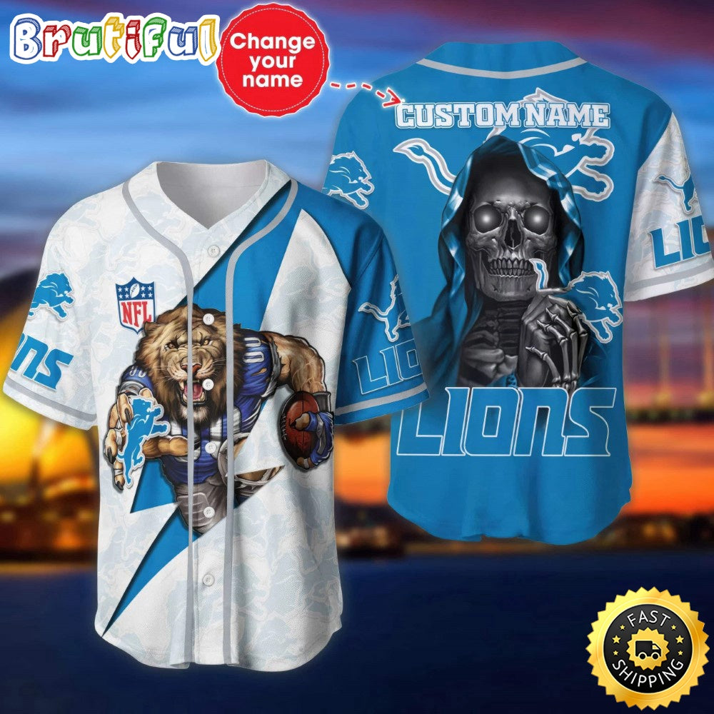 Custom Name NFL Detroit Lions Baseball Jersey The Reaper Shirts