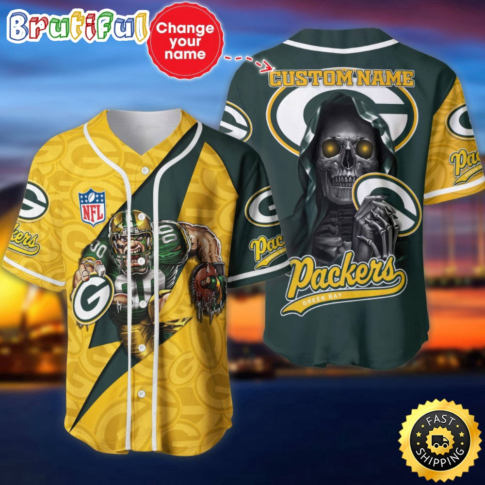 Custom Name NFL Green Bay Packers Baseball Jersey The Reaper Shirts