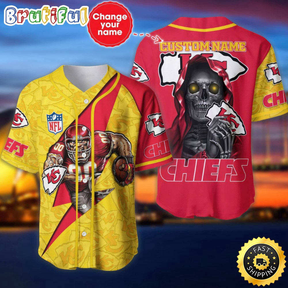 Custom Name NFL Kansas City Chiefs Baseball Jersey The Reaper Shirts