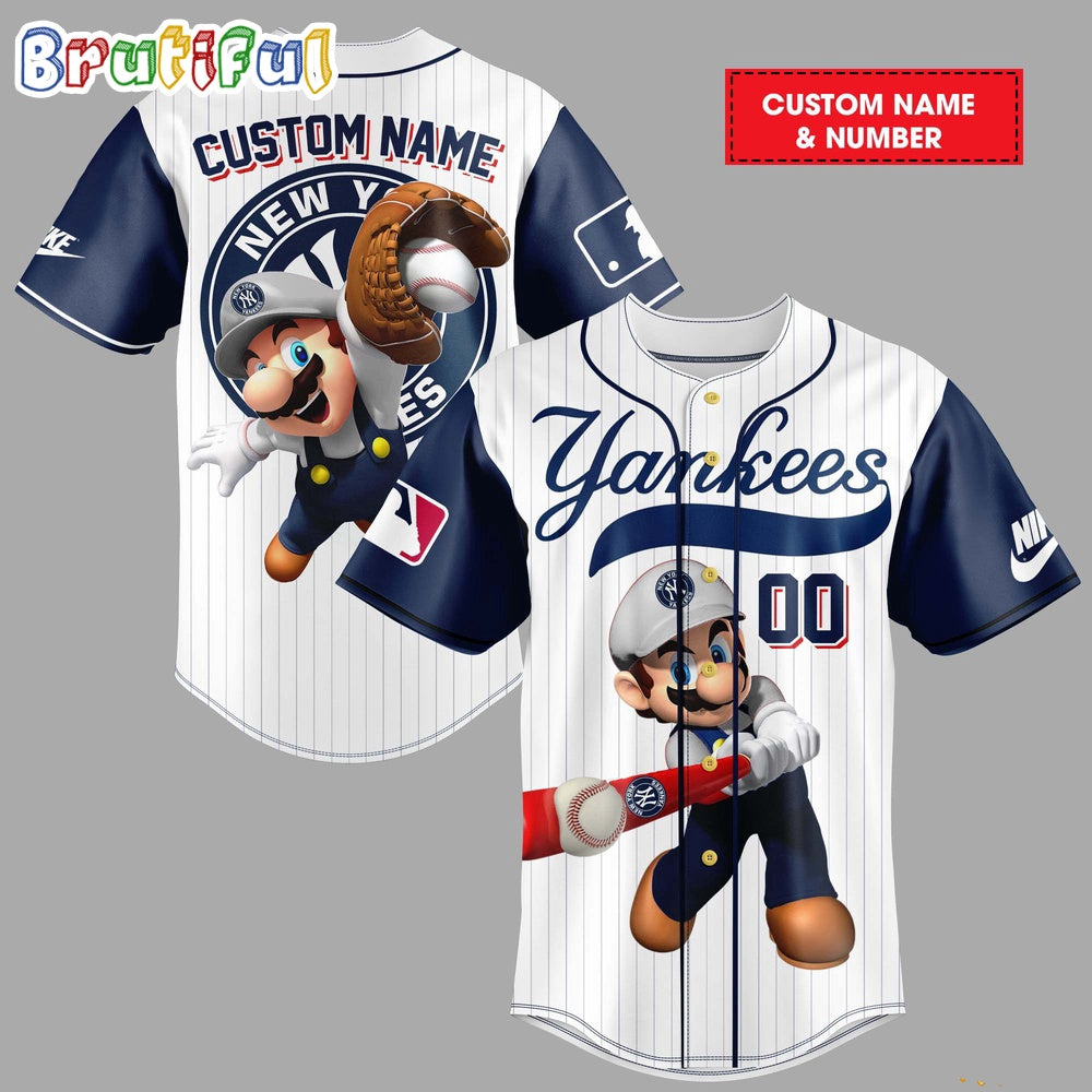 MLB New York Yankees Mario Baseball Jersey Shirt