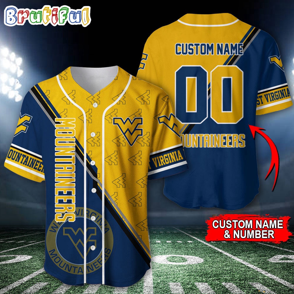 NCAA West Virginia Mountaineers Baseball Jersey, Custom Sport Jersey Shirt