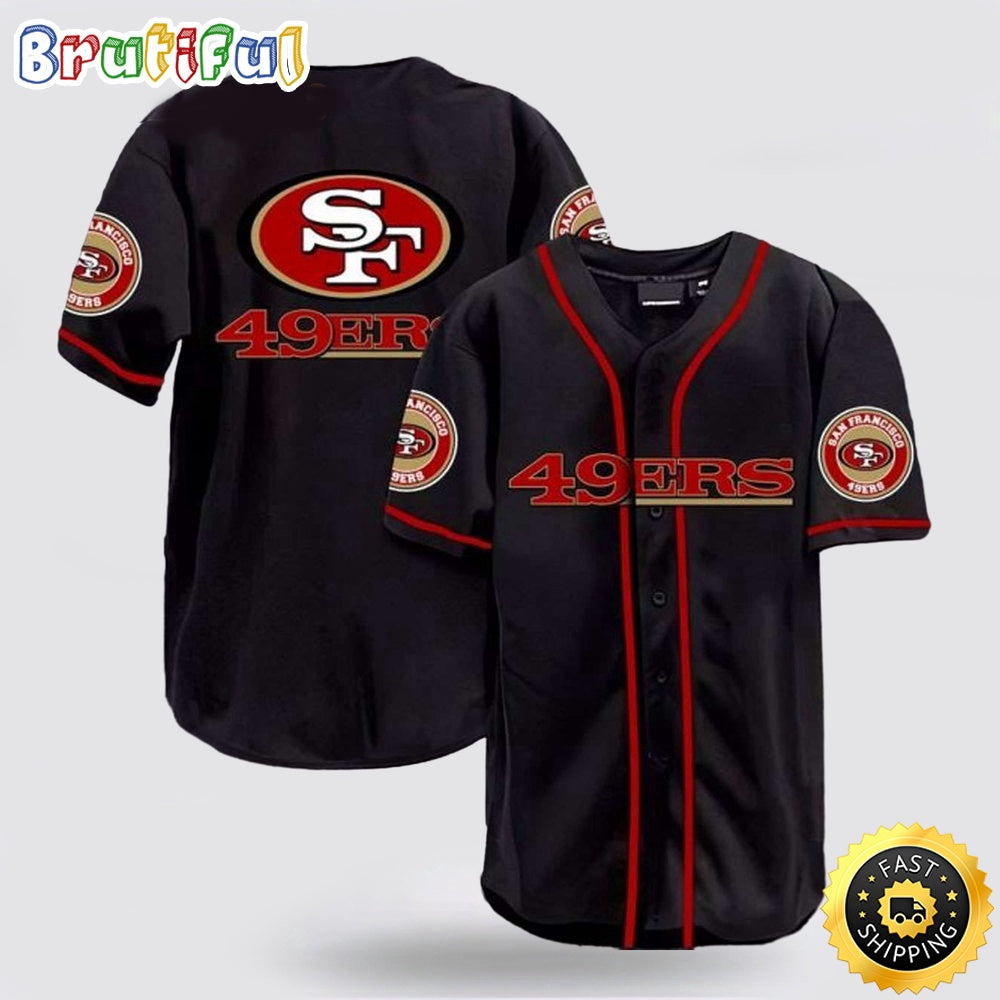 NFL San Francisco 49ers Baseball Jersey Symbol American Football Team Red Black Jersey Shirt