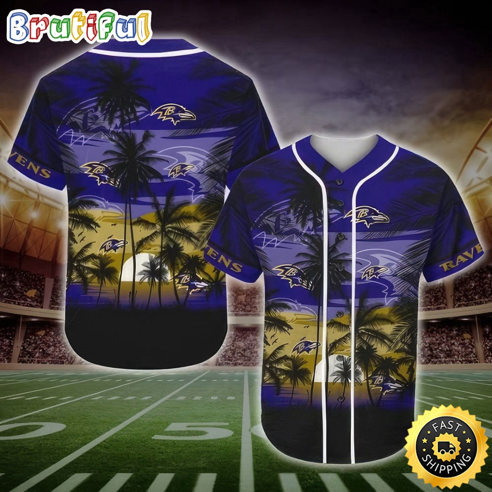 NFL Baltimore Ravens Baseball Jersey Shirt Palm Tree