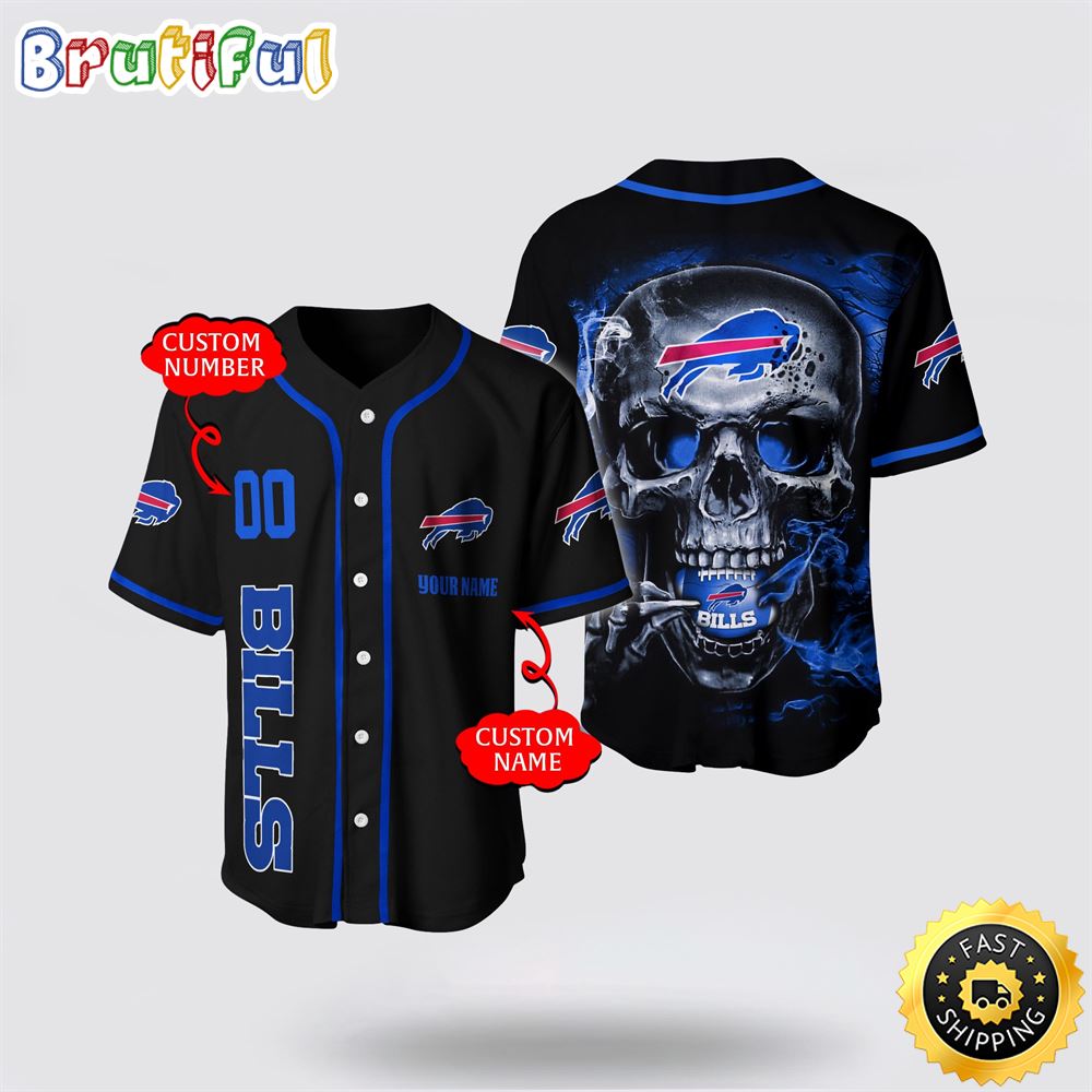 NFL Buffalo Bills Baseball Jersey 3D Personalized Skull Embrace Fashion And Team Spirit