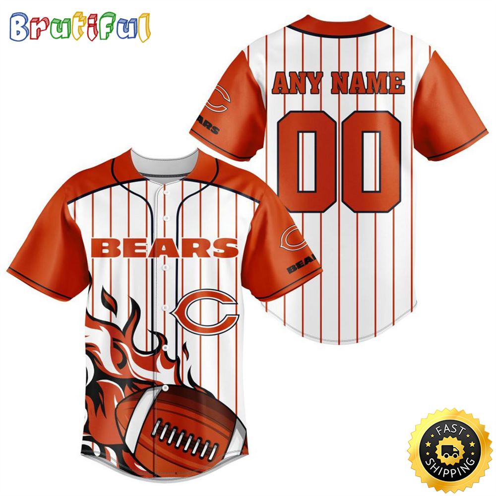 NFL Chicago Bears Baseball Jersey 3D Personalized Customization Options Available