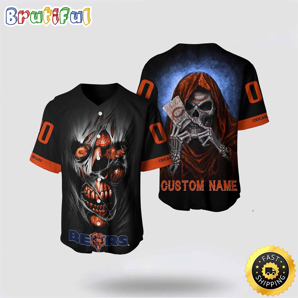 NFL Chicago Bears Baseball Jersey 3D Personalized Skull Stay Cozy And Stylish