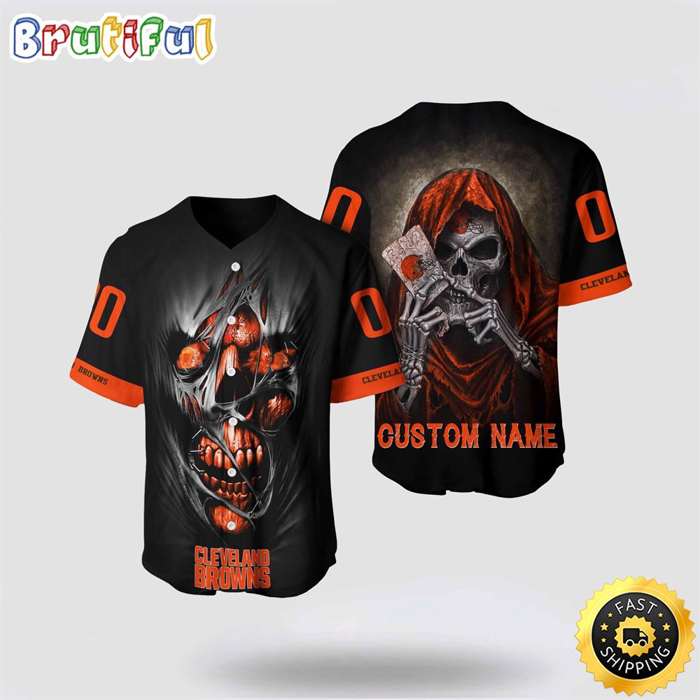 NFL Cleveland Browns Baseball Jersey 3D Personalized Skull Stay Cozy And Stylish