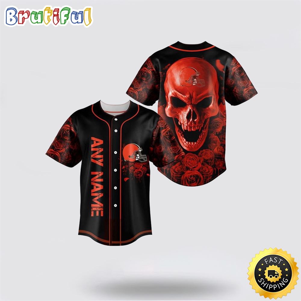 NFL Cleveland Browns Baseball Jersey 3D Personalized Skull Top Quality Fan Apparel