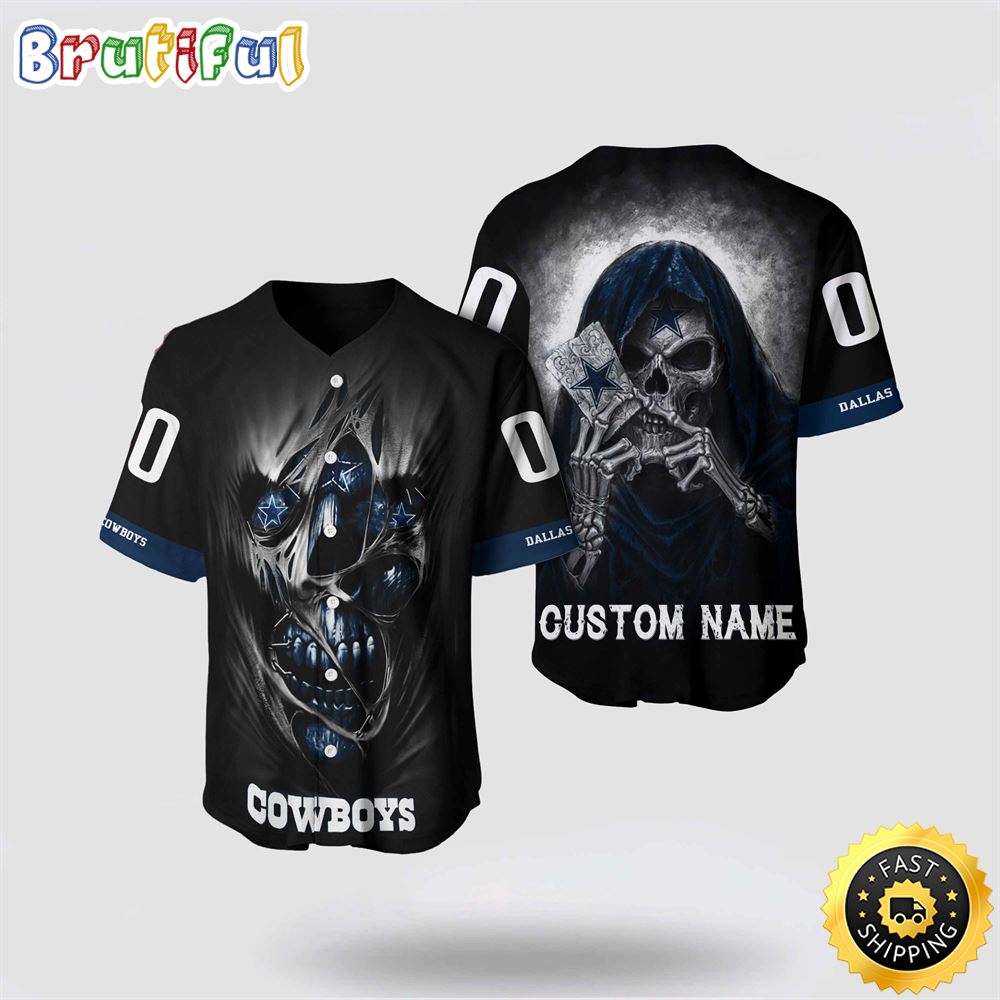 NFL Dallas Cowboys Baseball Jersey 3D Personalized Skull Stay Cozy And Stylish