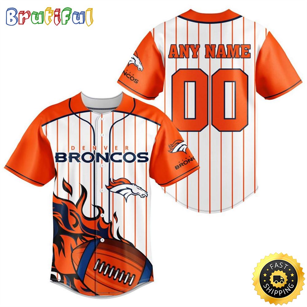 NFL Denver Broncos Baseball Jersey 3D Personalized Customization Options Available