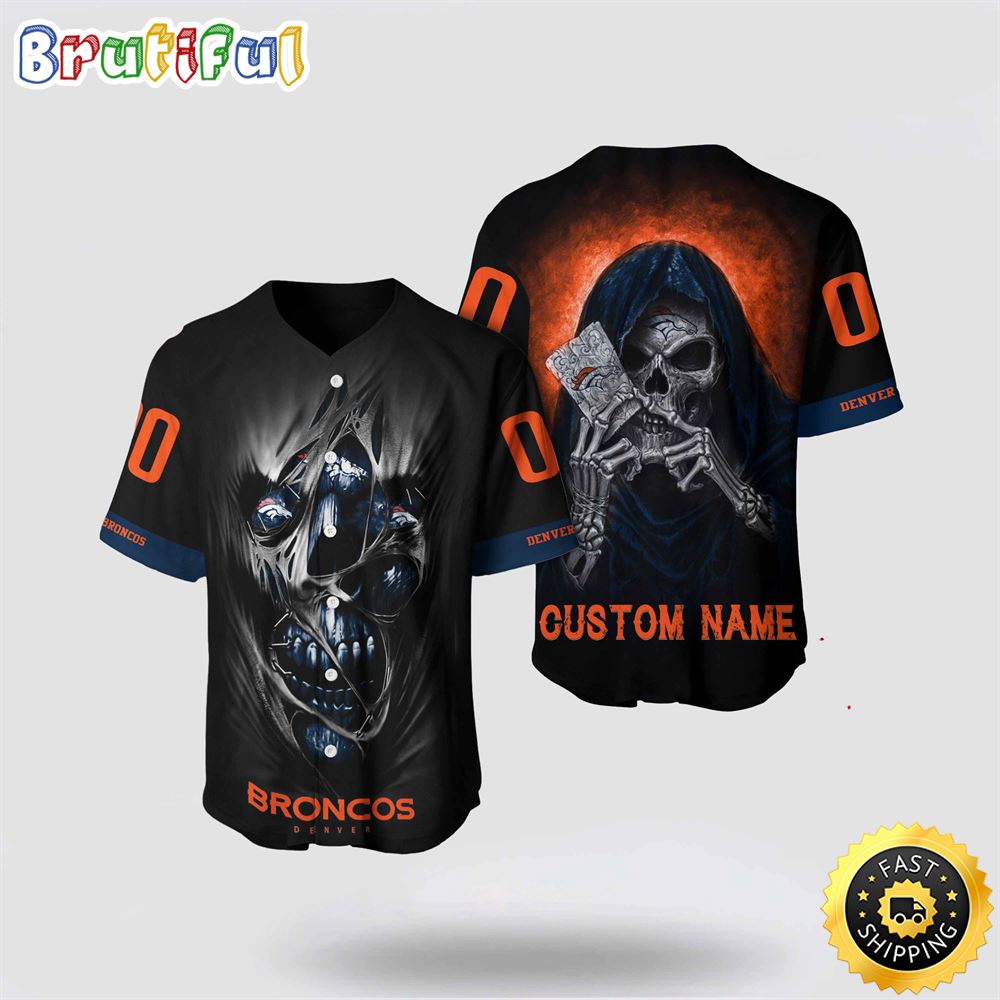 NFL Denver Broncos Baseball Jersey 3D Personalized Skull Stay Cozy And Stylish