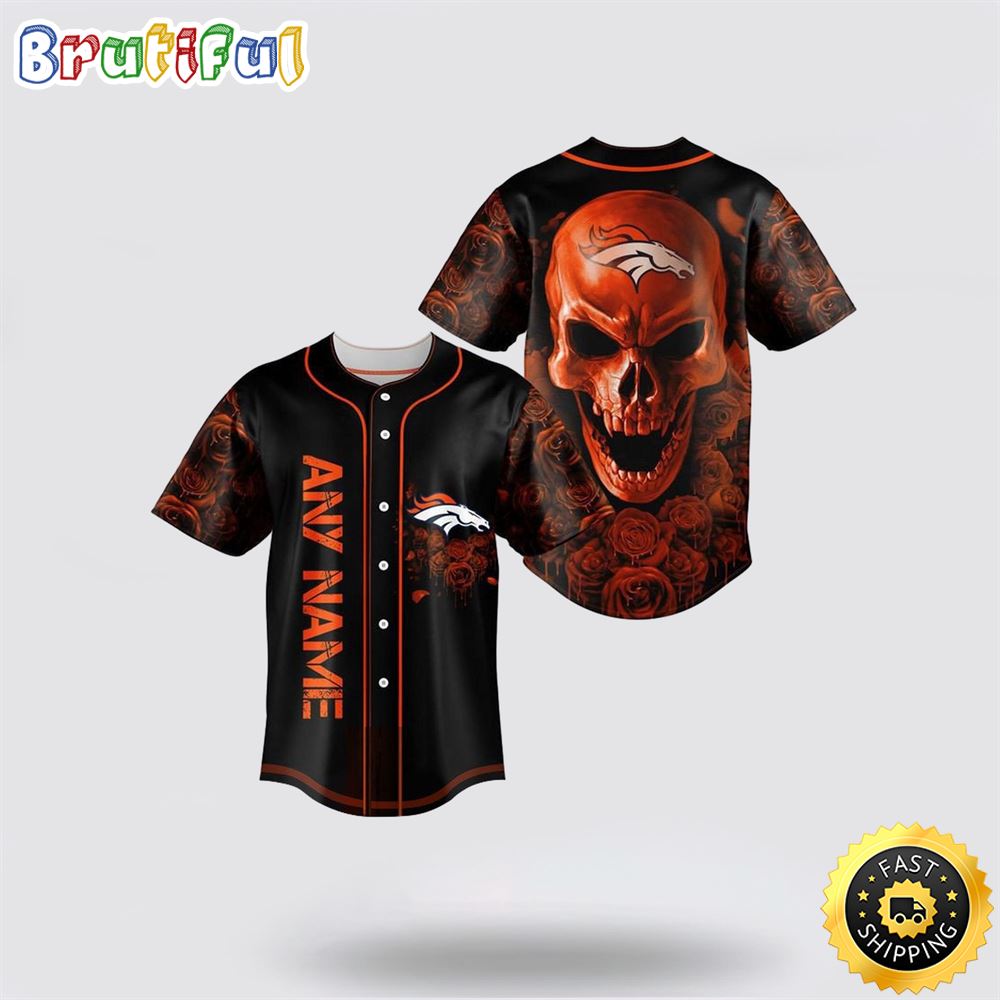 NFL Denver Broncos Baseball Jersey 3D Personalized Skull Top Quality Fan Apparel