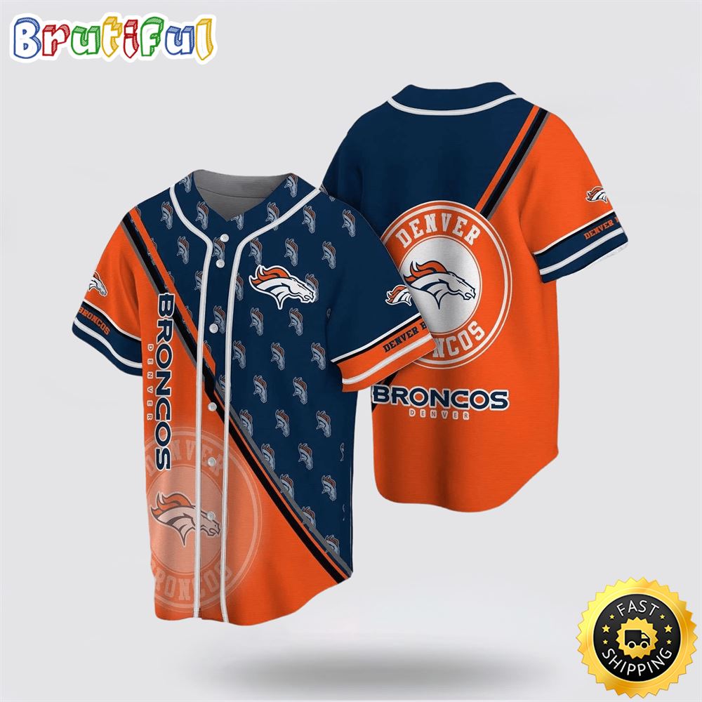 NFL Denver Broncos Baseball Jersey American Football Team Champion Symbol Black Orange Jersey Shirt