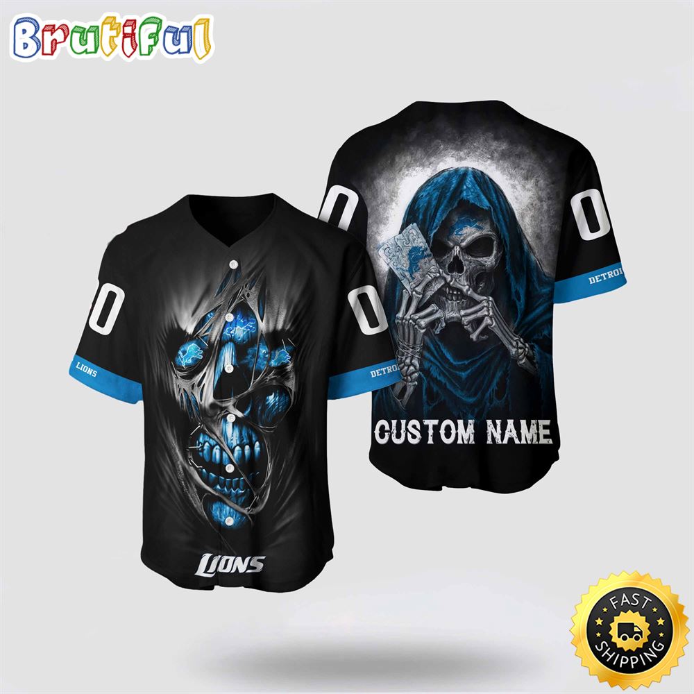 NFL Detroit Lions Baseball Jersey 3D Personalized Skull Stay Cozy And Stylish
