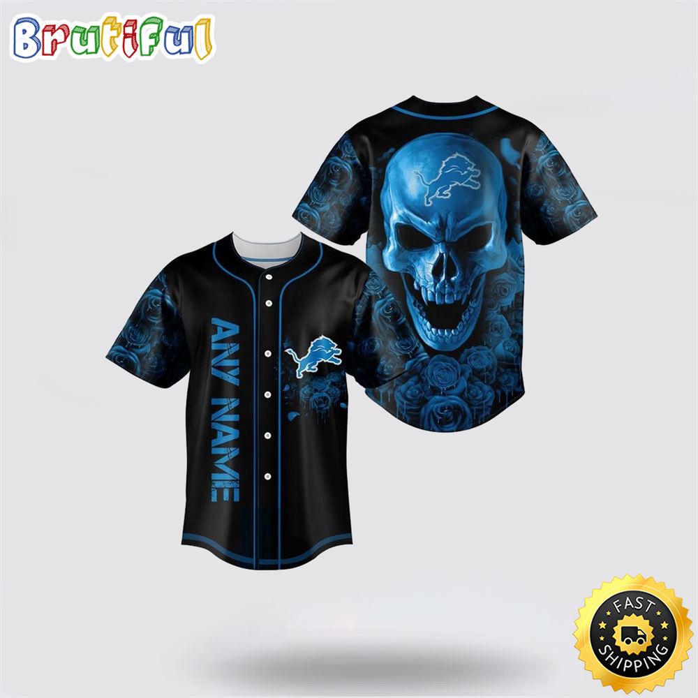 NFL Detroit Lions Baseball Jersey 3D Personalized Skull Top Quality Fan Apparel