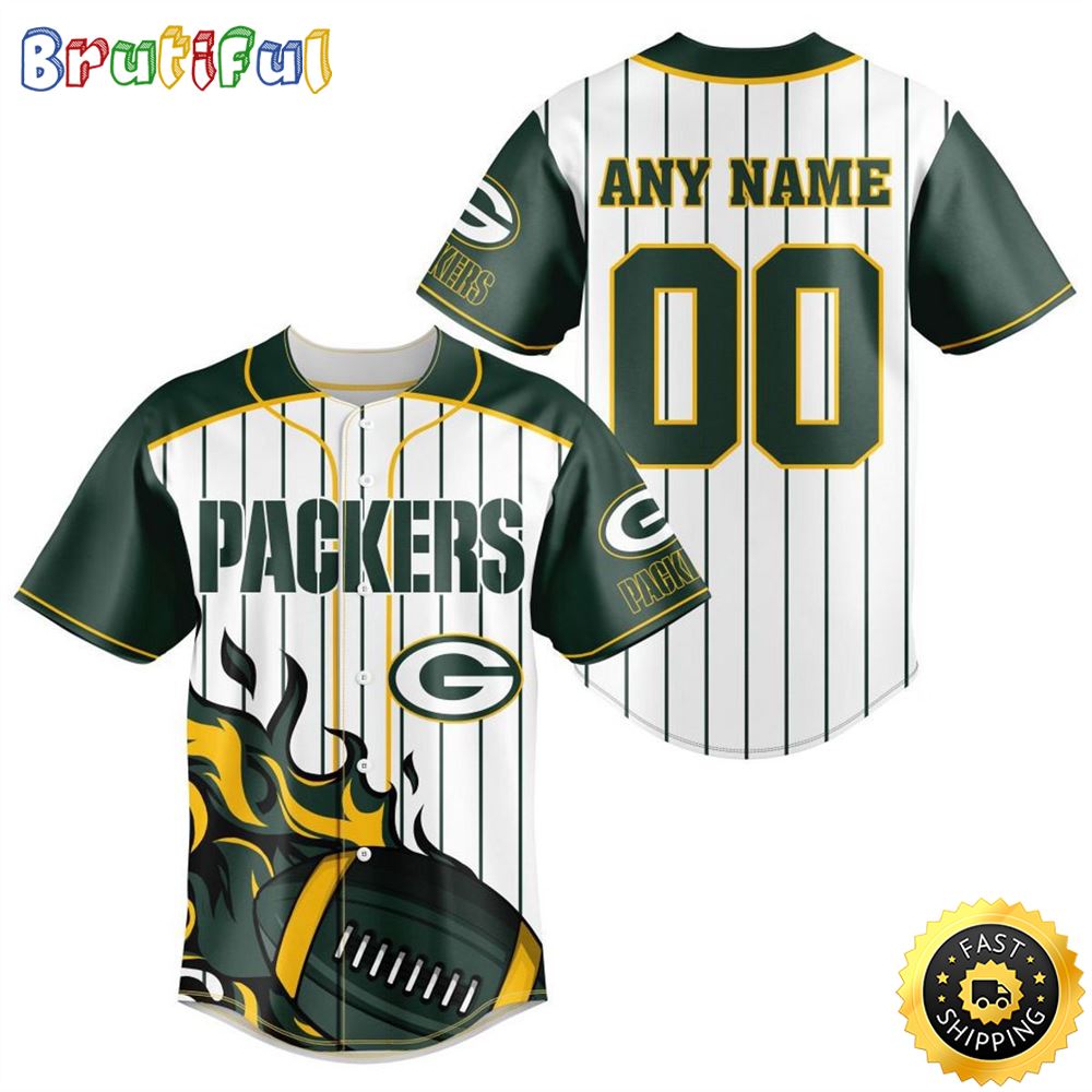 NFL Green Bay Packers Baseball Jersey 3D Personalized Customization Options Available