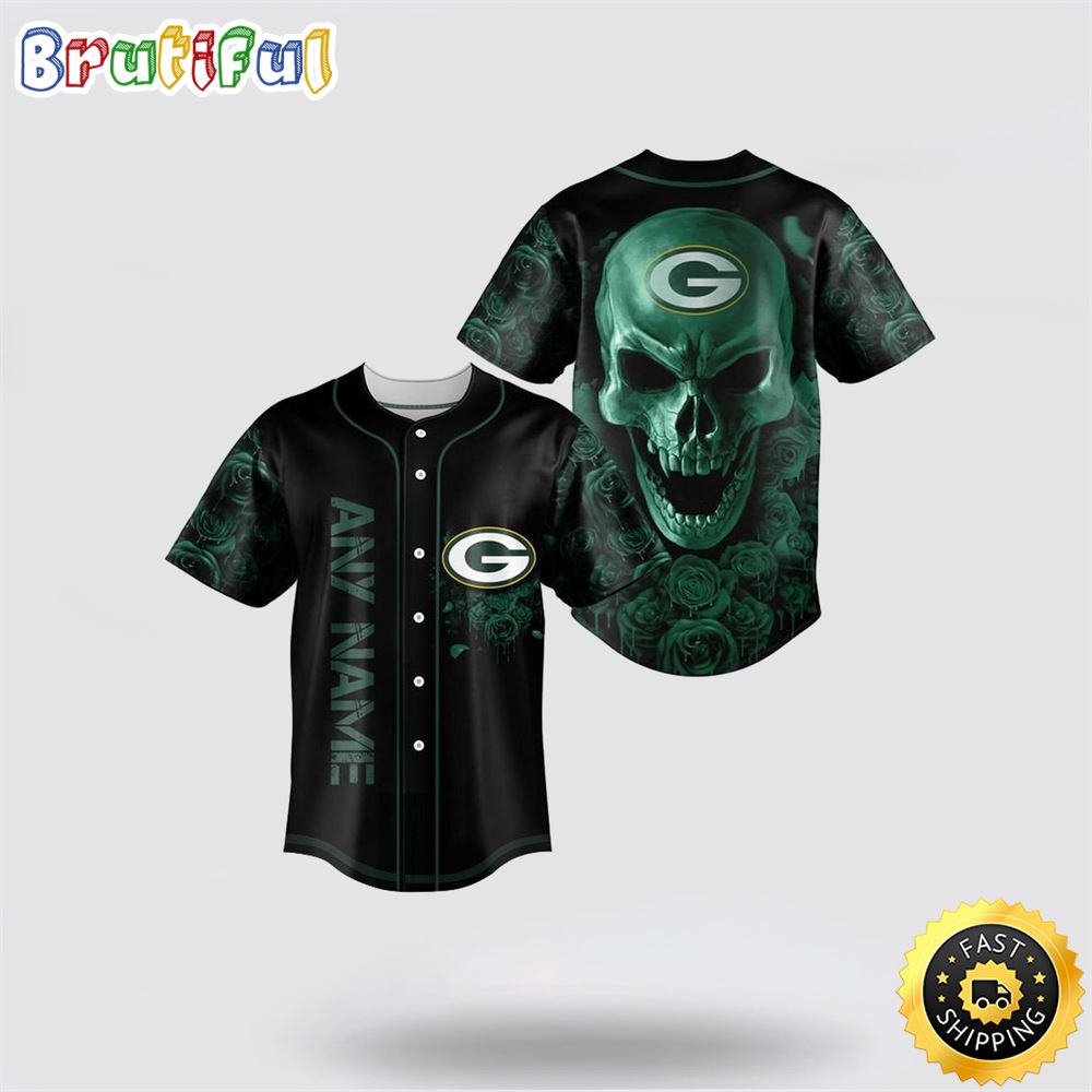 NFL Green Bay Packers Baseball Jersey 3D Personalized Skull Top Quality Fan Apparel