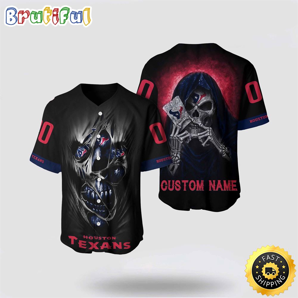 NFL Houston Texans Baseball Jersey 3D Personalized Skull Stay Cozy And Stylish