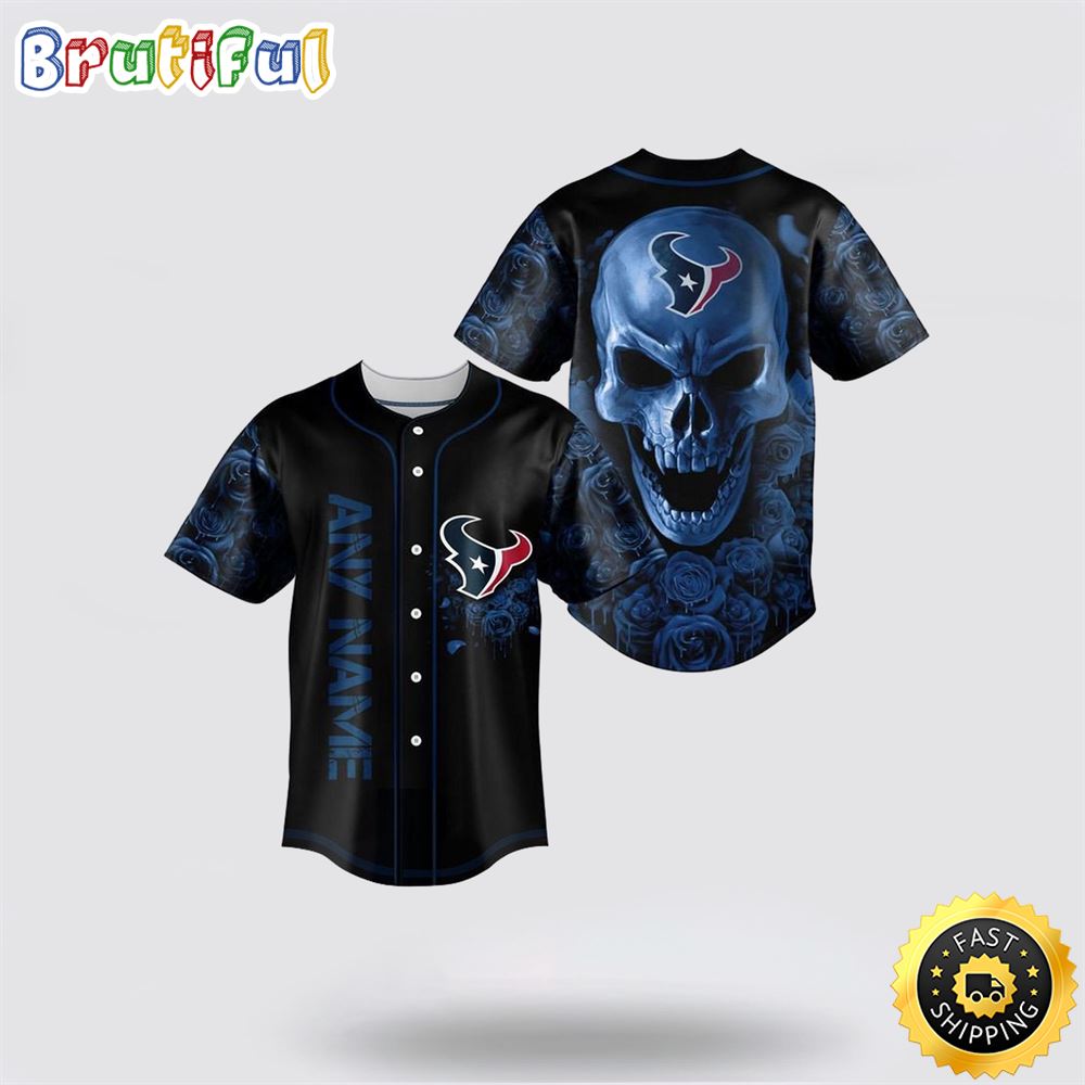 NFL Houston Texans Baseball Jersey 3D Personalized Skull Top Quality Fan Apparel