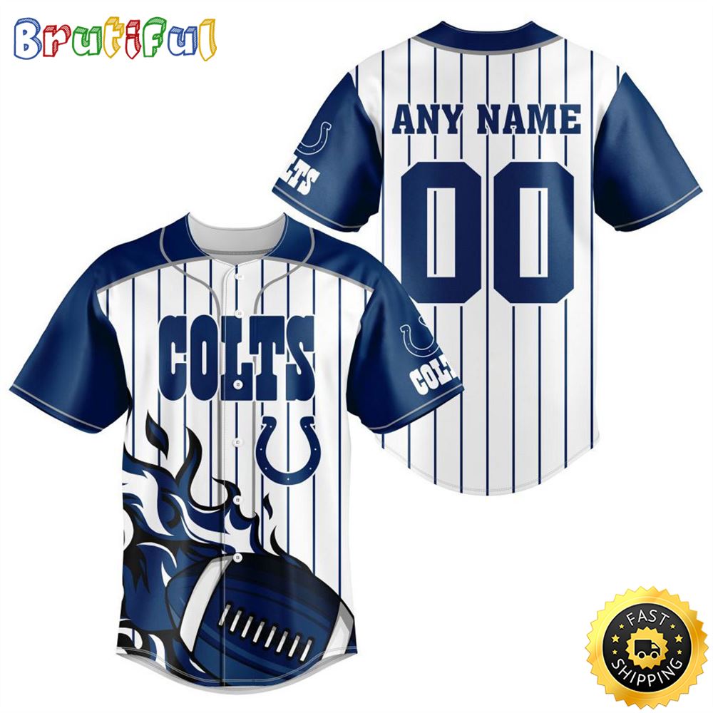 NFL Indianapolis Colts Baseball Jersey 3D Personalized Customization Options Available
