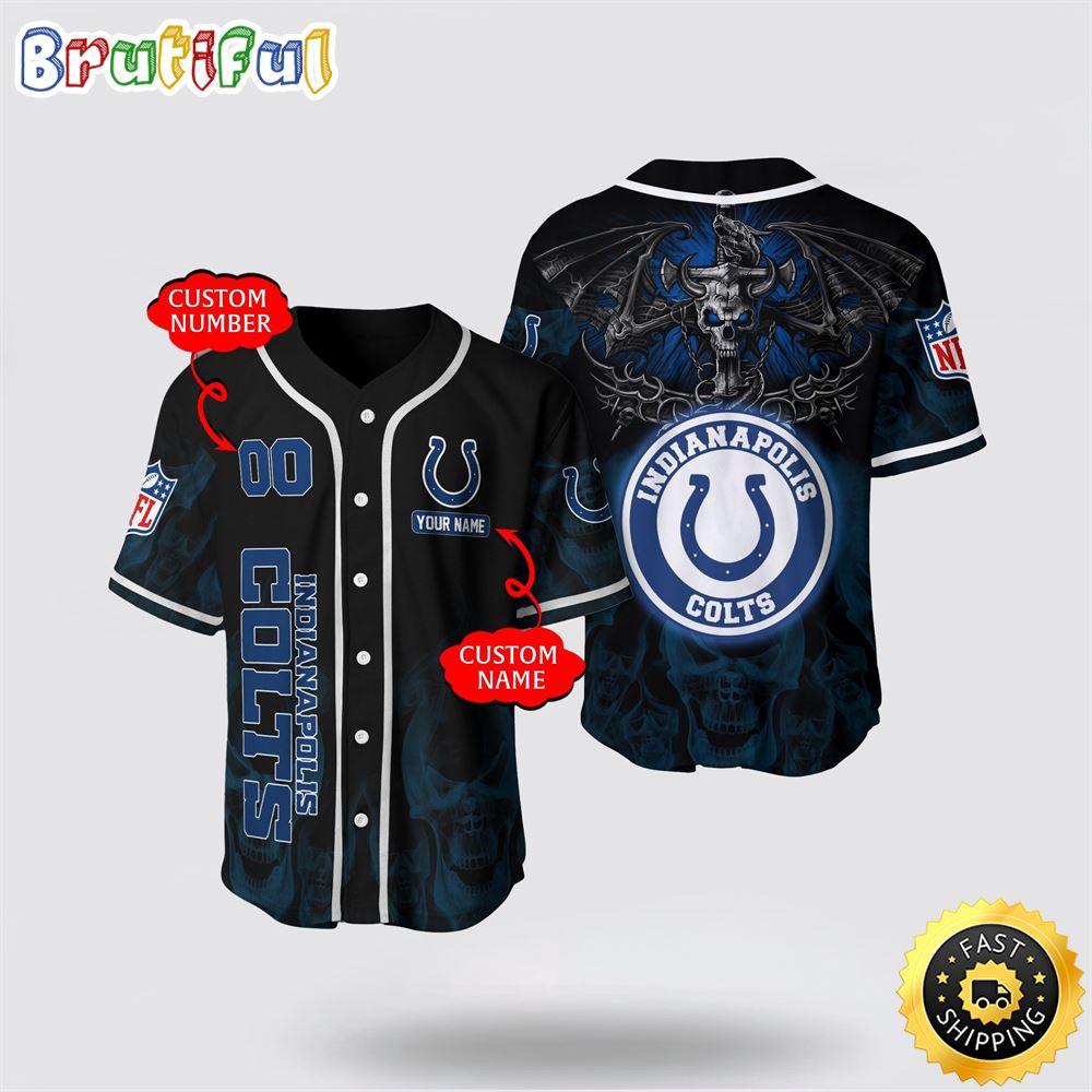 NFL Indianapolis Colts Baseball Jersey 3D Personalized Skull Customization Options Available