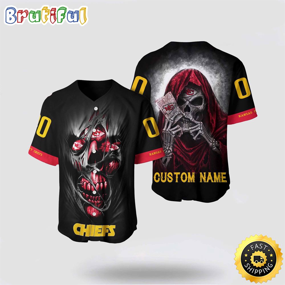 NFL Kansas City Chiefs Baseball Jersey 3D Personalized Skull Stay Cozy And Stylish