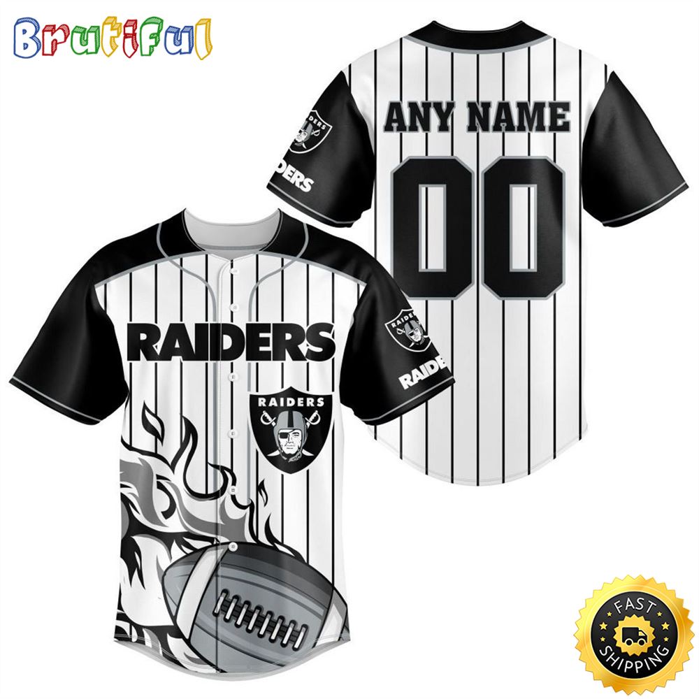 NFL Las Vegas Raiders Baseball Jersey 3D Personalized Customization Options Available