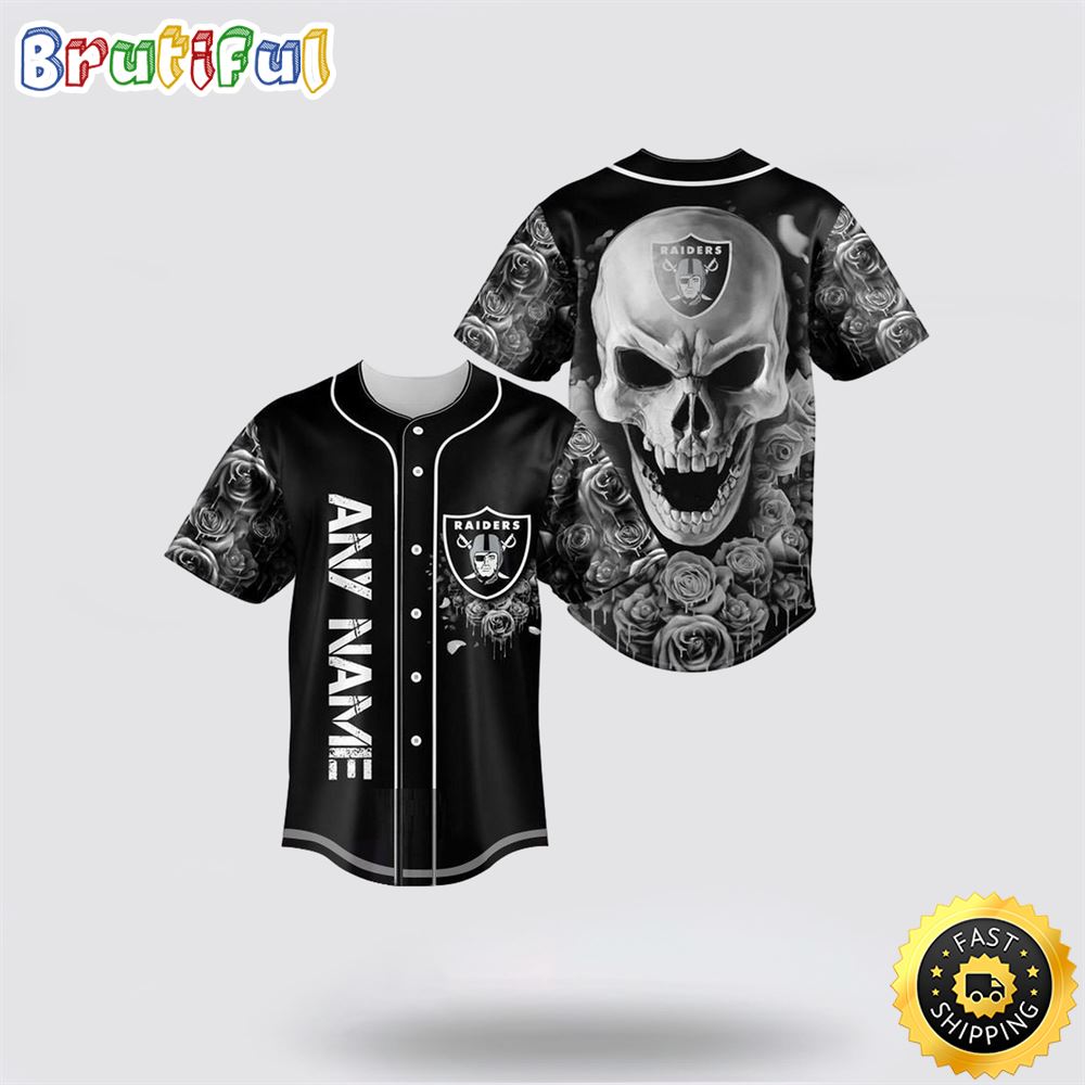 NFL Las Vegas Raiders Baseball Jersey 3D Personalized Skull Top Quality Fan Apparel