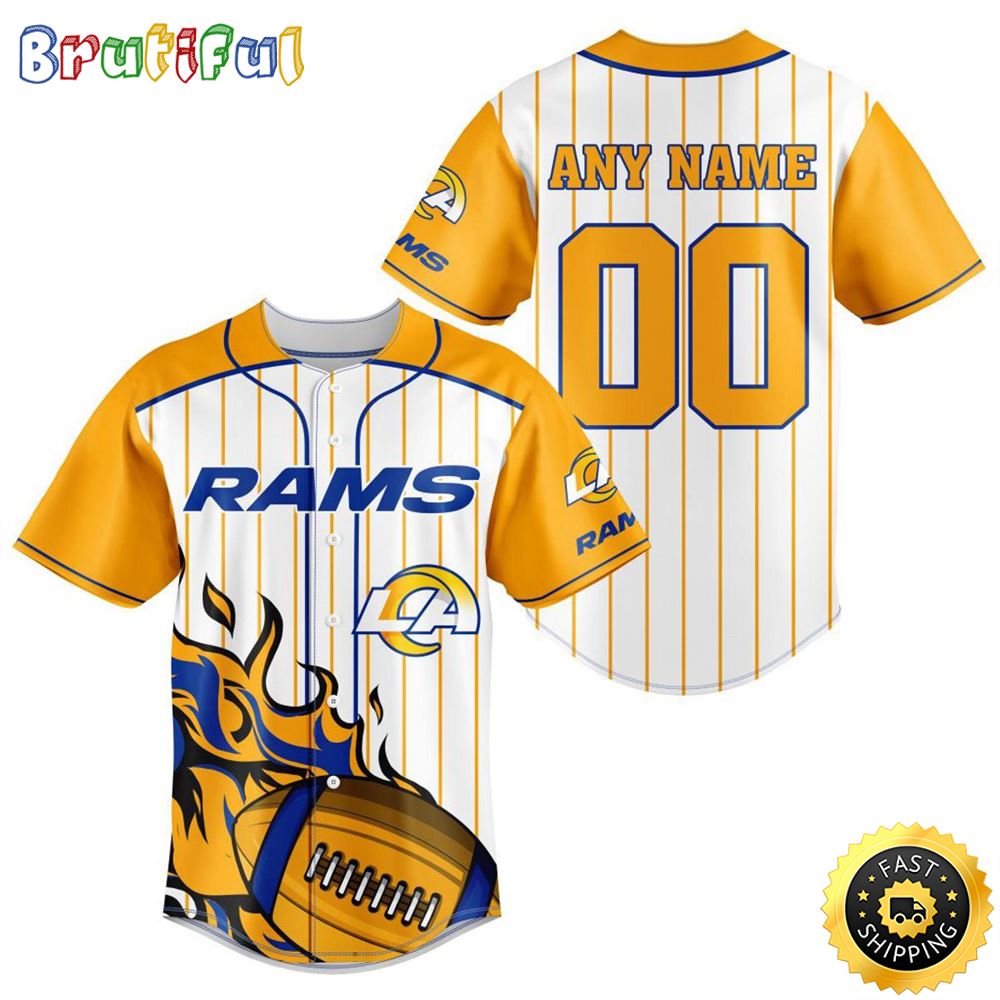 NFL Los Angeles Rams Baseball Jersey 3D Personalized Customization Options Available