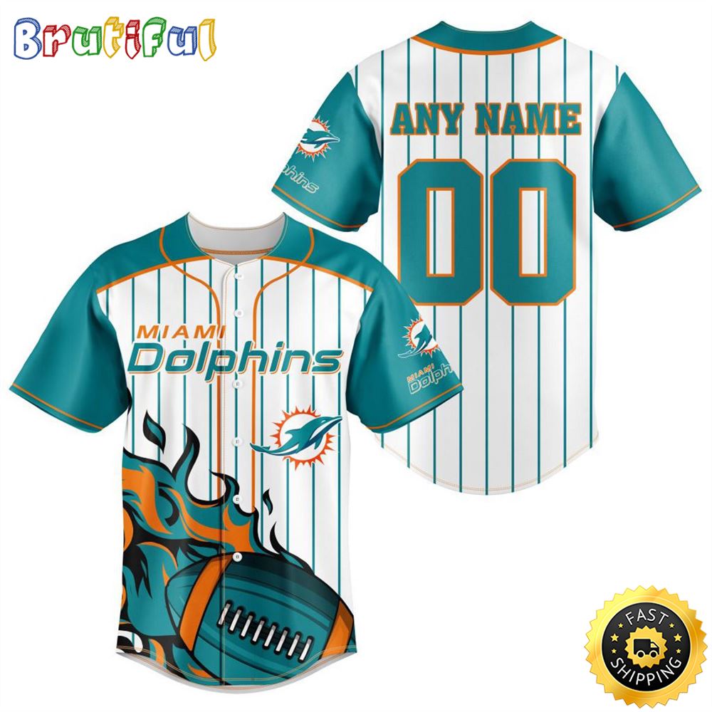 NFL Miami Dolphins Baseball Jersey 3D Personalized Customization Options Available