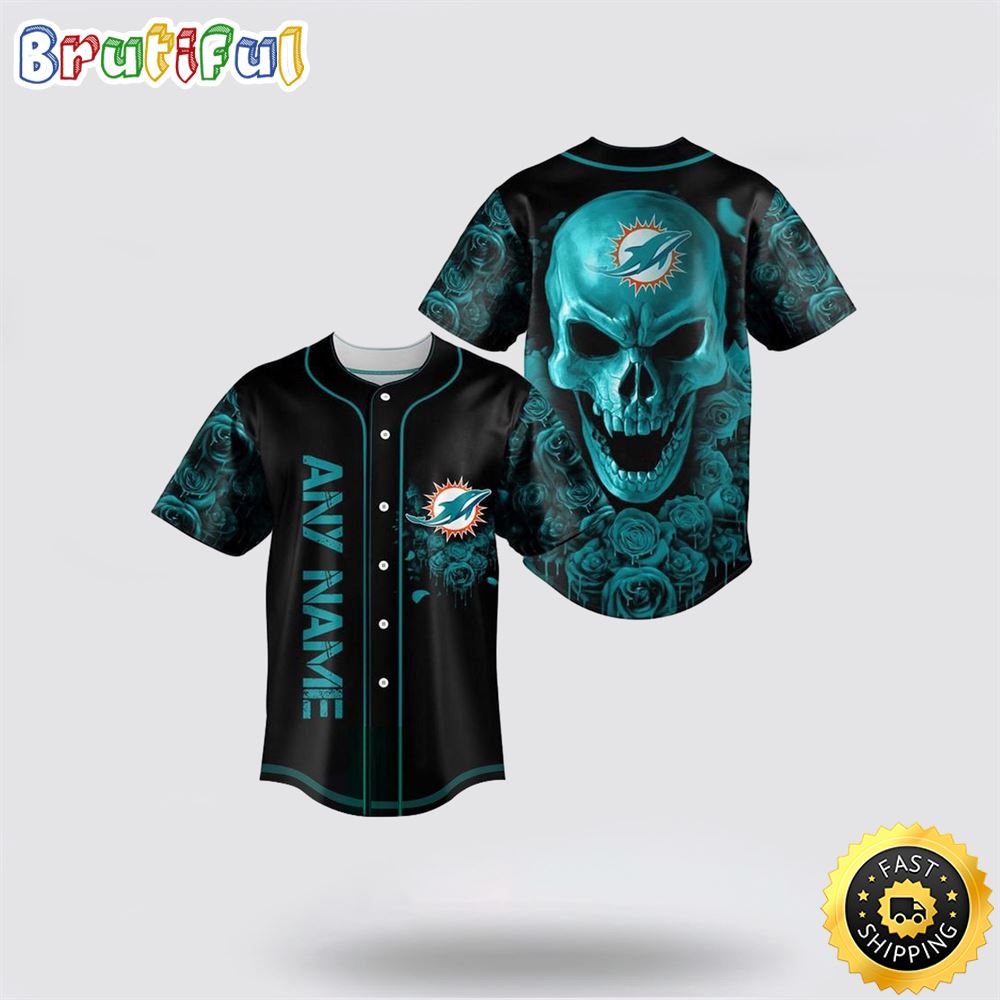NFL Miami Dolphins Baseball Jersey 3D Personalized Skull Top Quality Fan Apparel