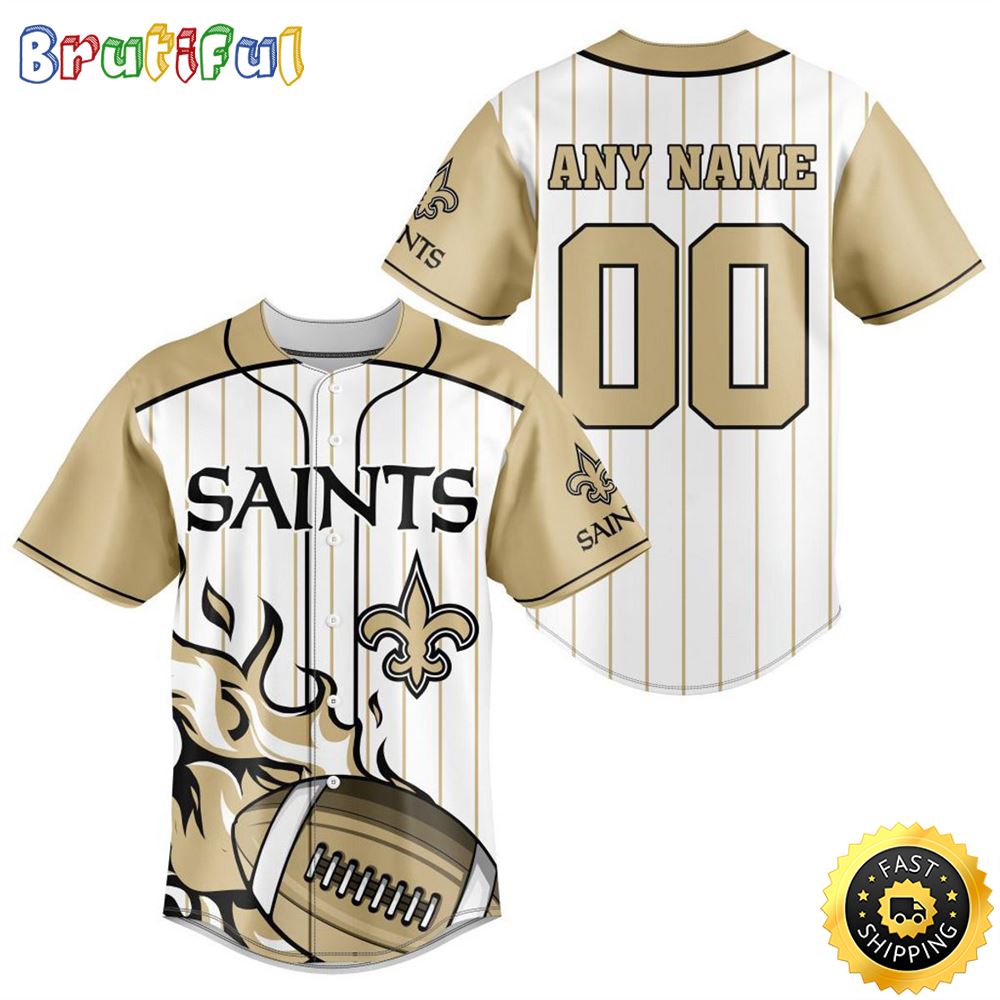 NFL New Orleans Saints Baseball Jersey 3D Personalized Customization Options Available
