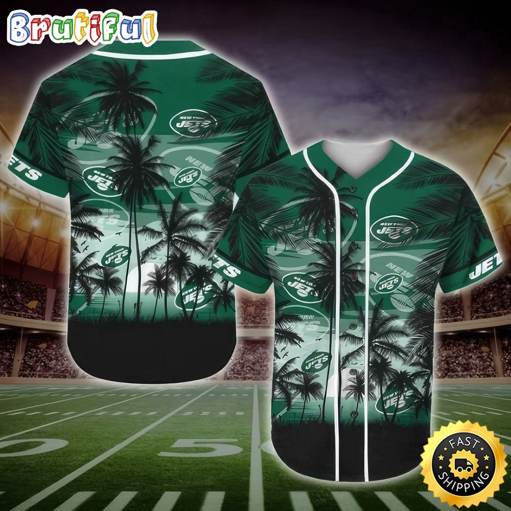 NFL New York Jets Baseball Jersey Shirt Palm Tree