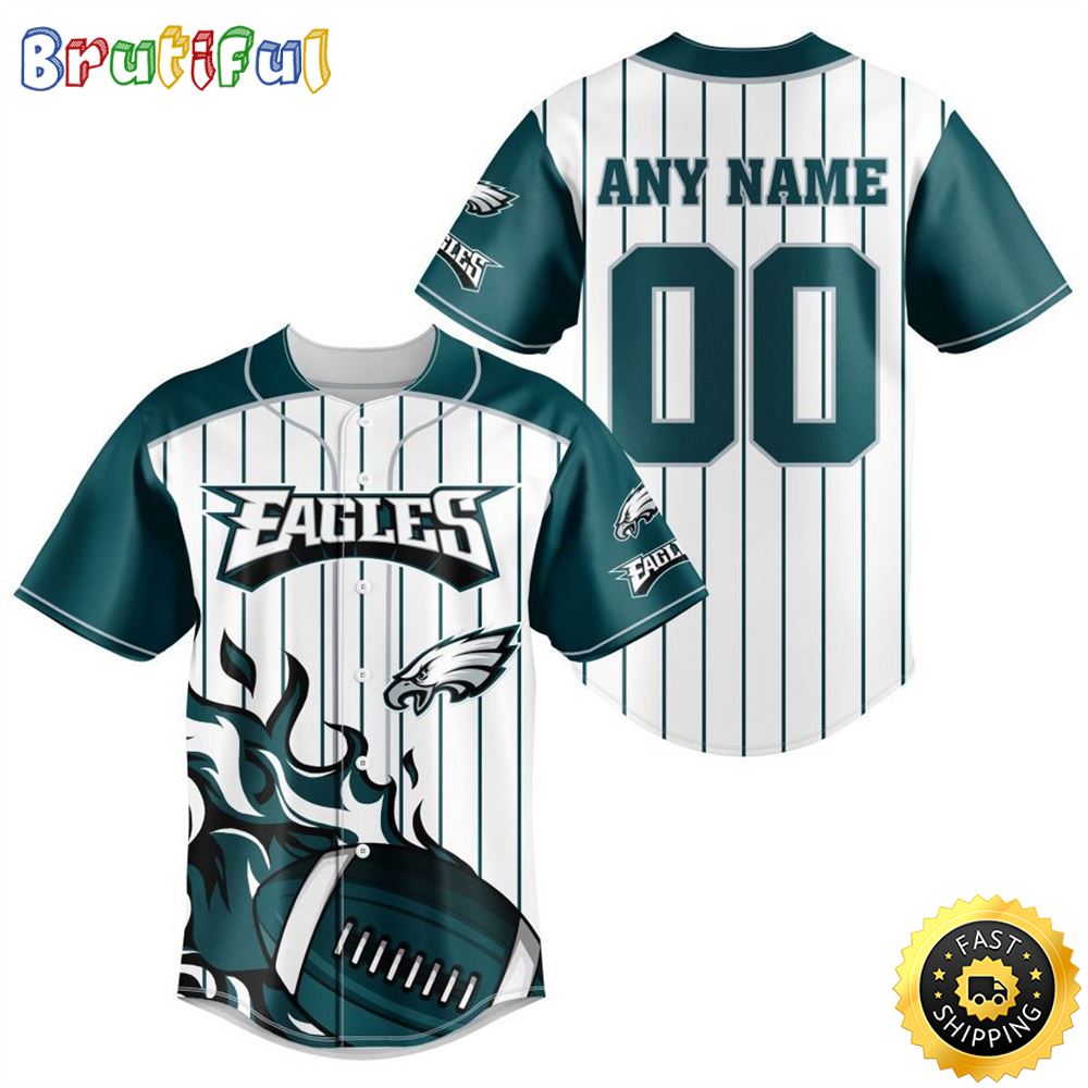 NFL Philadelphia Eagles Baseball Jersey 3D Personalized Customization Options Available