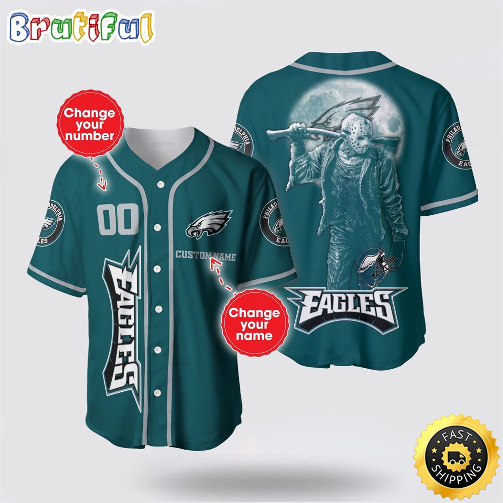 NFL Philadelphia Eagles Baseball Jersey 3D Personalized Skull Score Big With Team Spirit