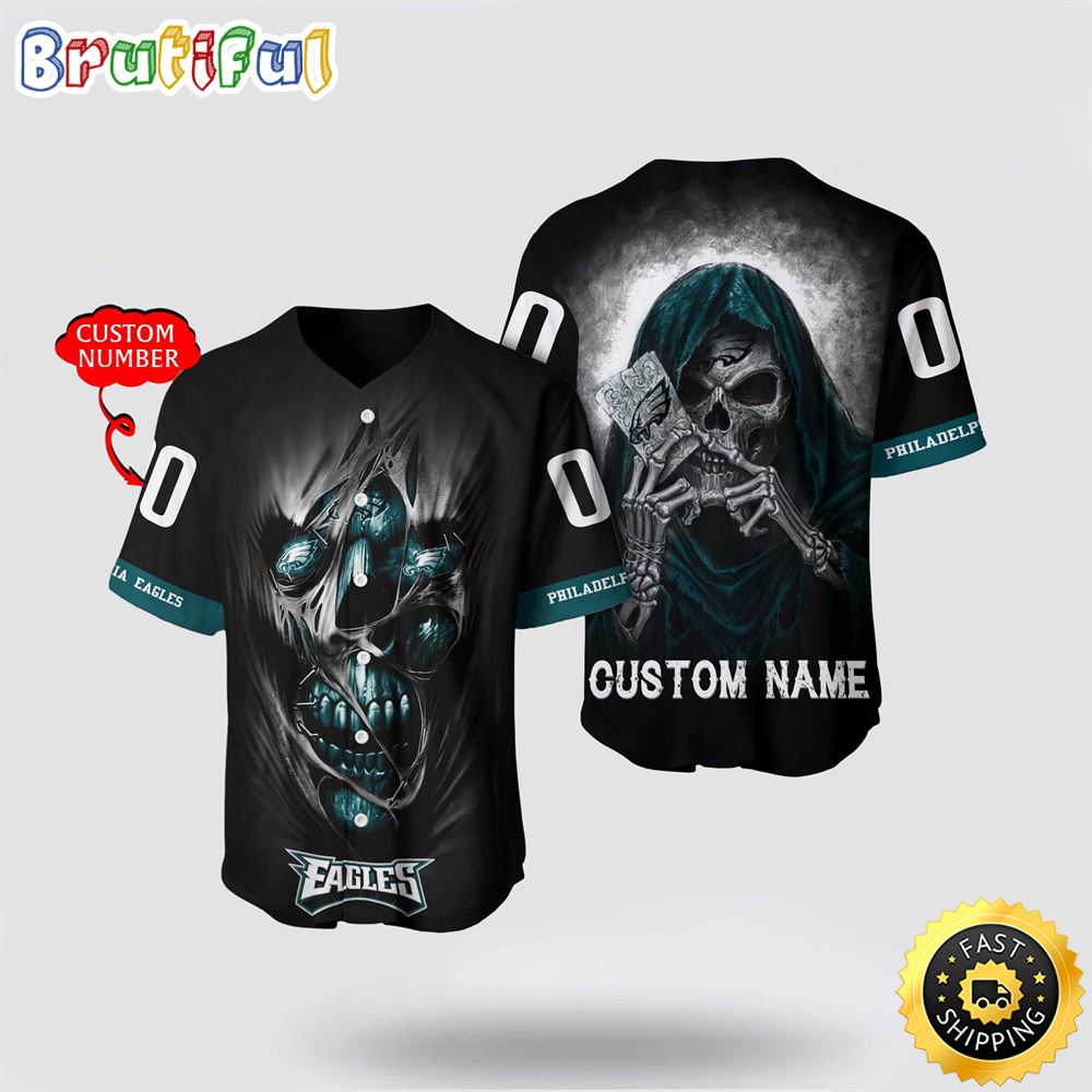 NFL Philadelphia Eagles Baseball Jersey 3D Personalized Skull Stay Cozy And Stylish