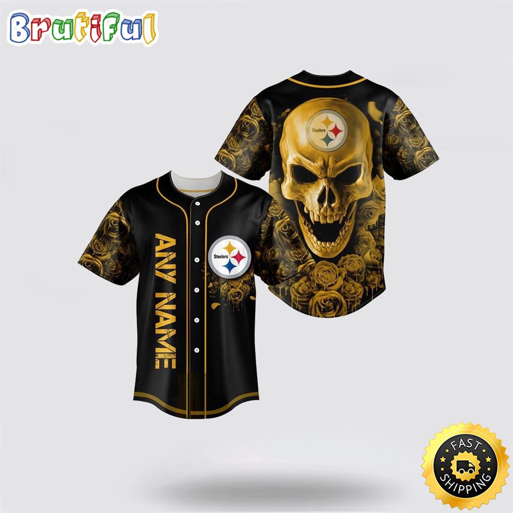 NFL Pittsburgh Steelers Baseball Jersey 3D Personalized Skull Top Quality Fan Apparel