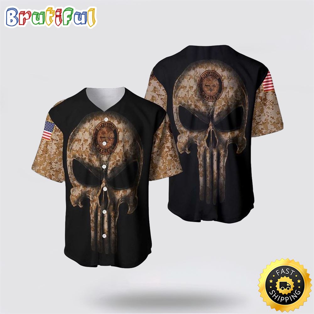 NFL Pittsburgh Steelers Baseball Jersey Camouflage Skull Summer Gift For Fans