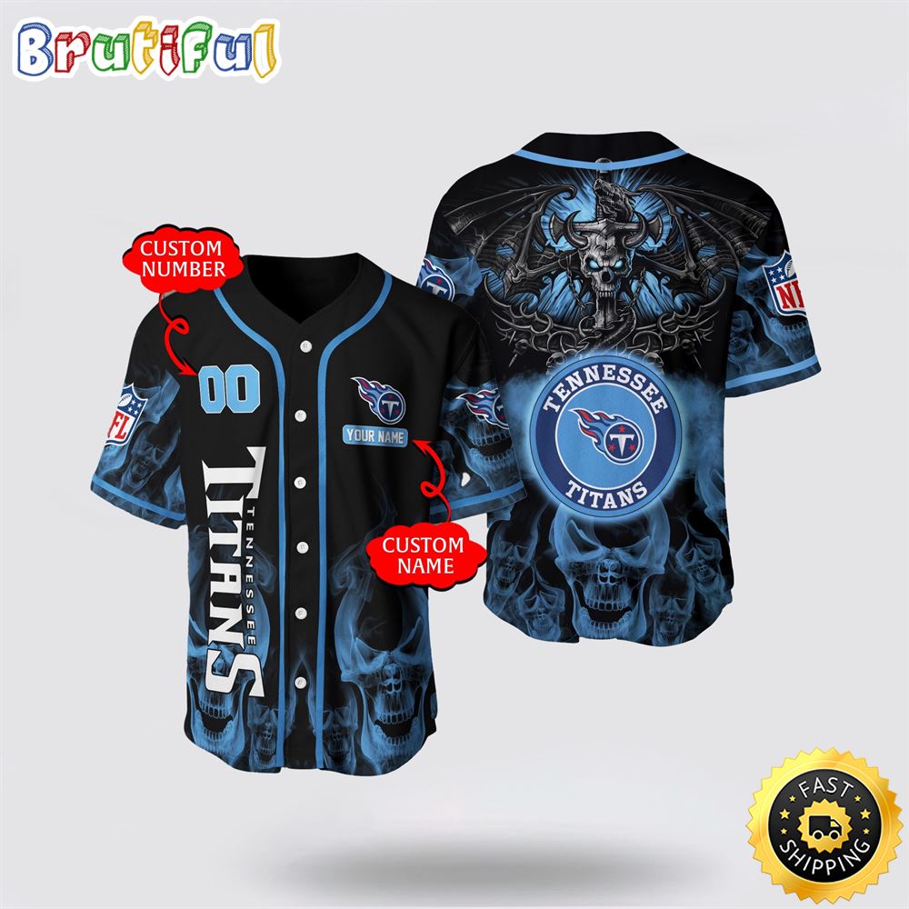 NFL Tennessee Titans Baseball Jersey 3D Personalized Skull Customization Options Available