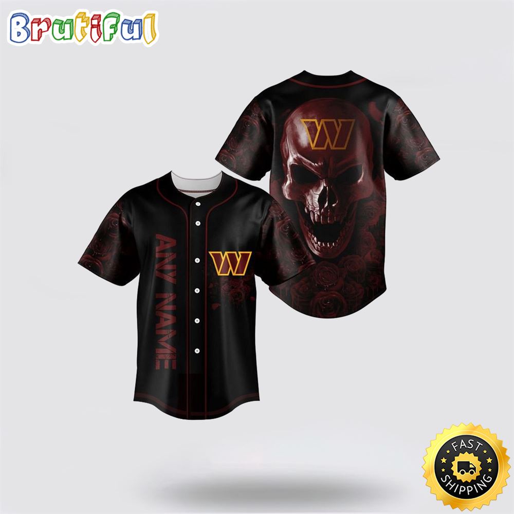 NFL Washington Commanders Baseball Jersey 3D Personalized Skull Top Quality Fan Apparel