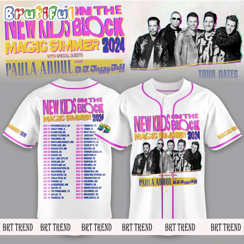 New Kids On The Block Magic Summer Tour 2024 Baseball Jersey, New Kids On The Block Music Band Jersey