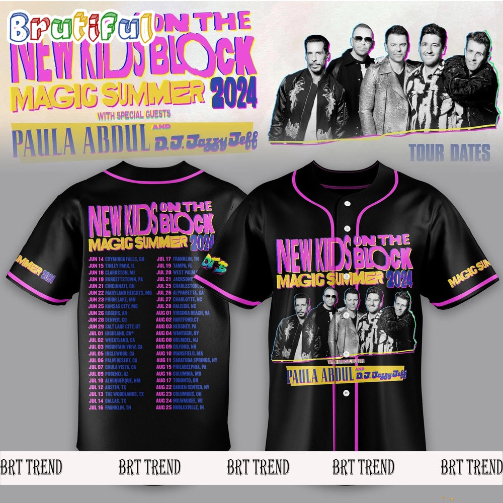 New Kids On The Block Magic Summer Tour 2024 Jersey, New Kids On The Block Baseball Jersey