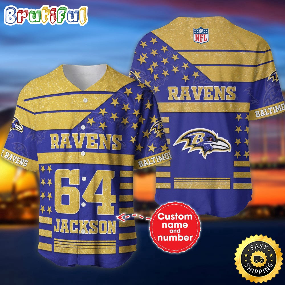 Personalized NFL Baltimore Ravens Baseball Jersey Sportswear Tops