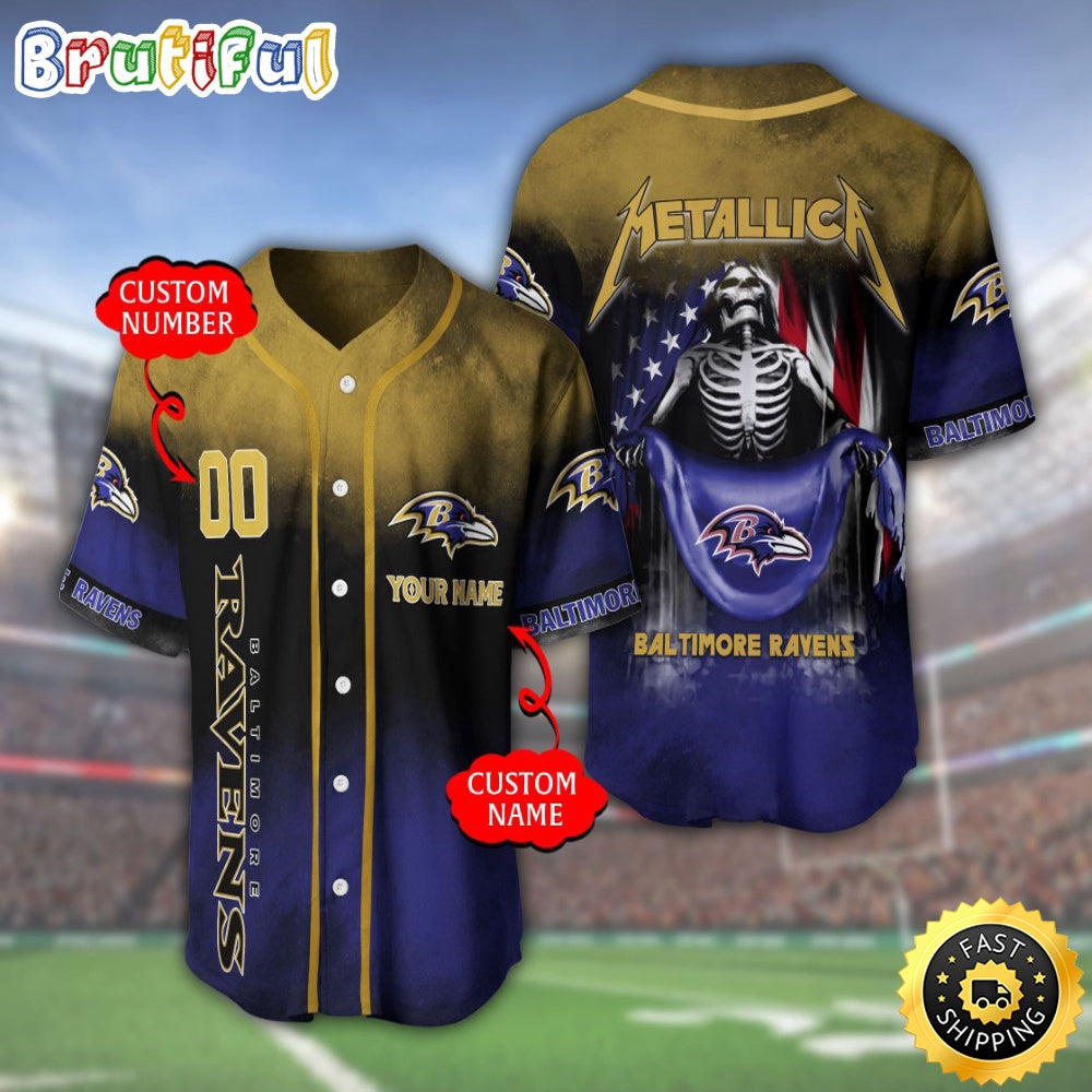 Personalized NFL Baltimore Ravens Baseball Jersey Team Spirit Tops