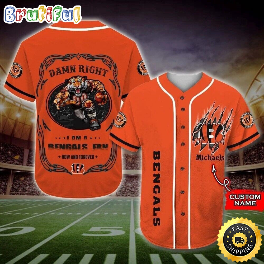 Personalized NFL Cincinnati Bengals Baseball Jersey Fan Name