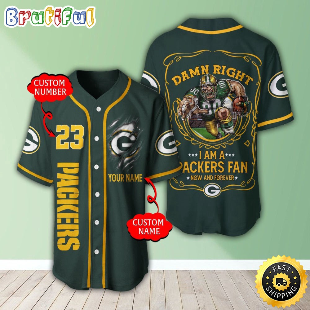 Personalized NFL Green Bay Packers Baseball Jersey Authentic Baseball Attire