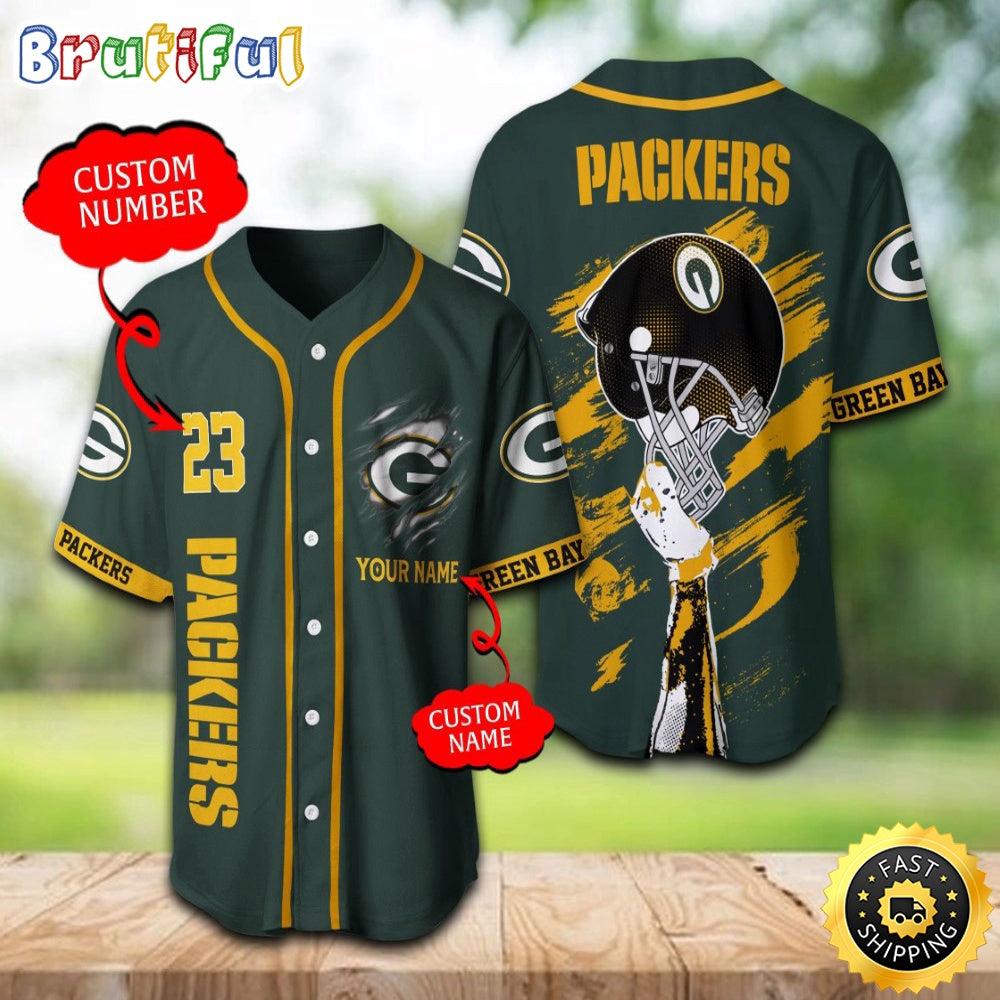 Personalized NFL Green Bay Packers Baseball Jersey For Fans