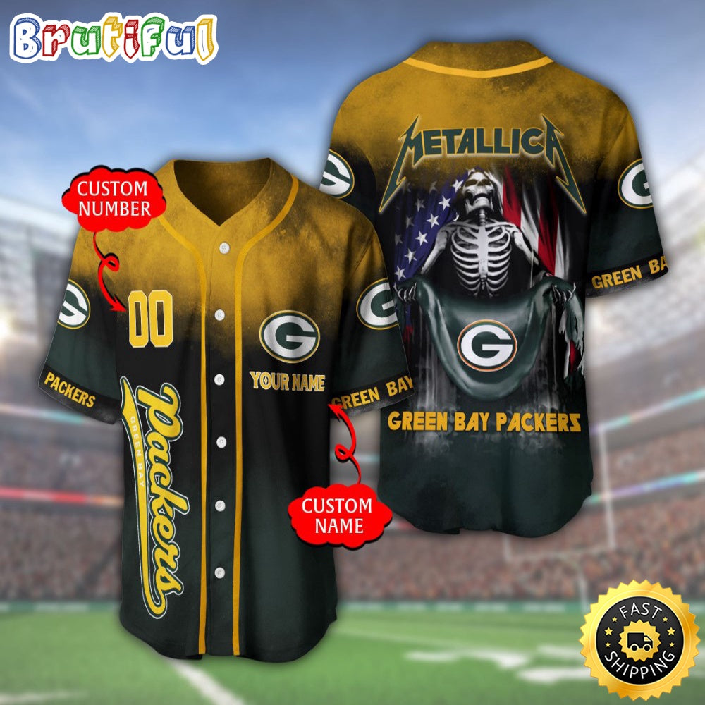Personalized NFL Green Bay Packers Baseball Jersey Team Spirit Tops